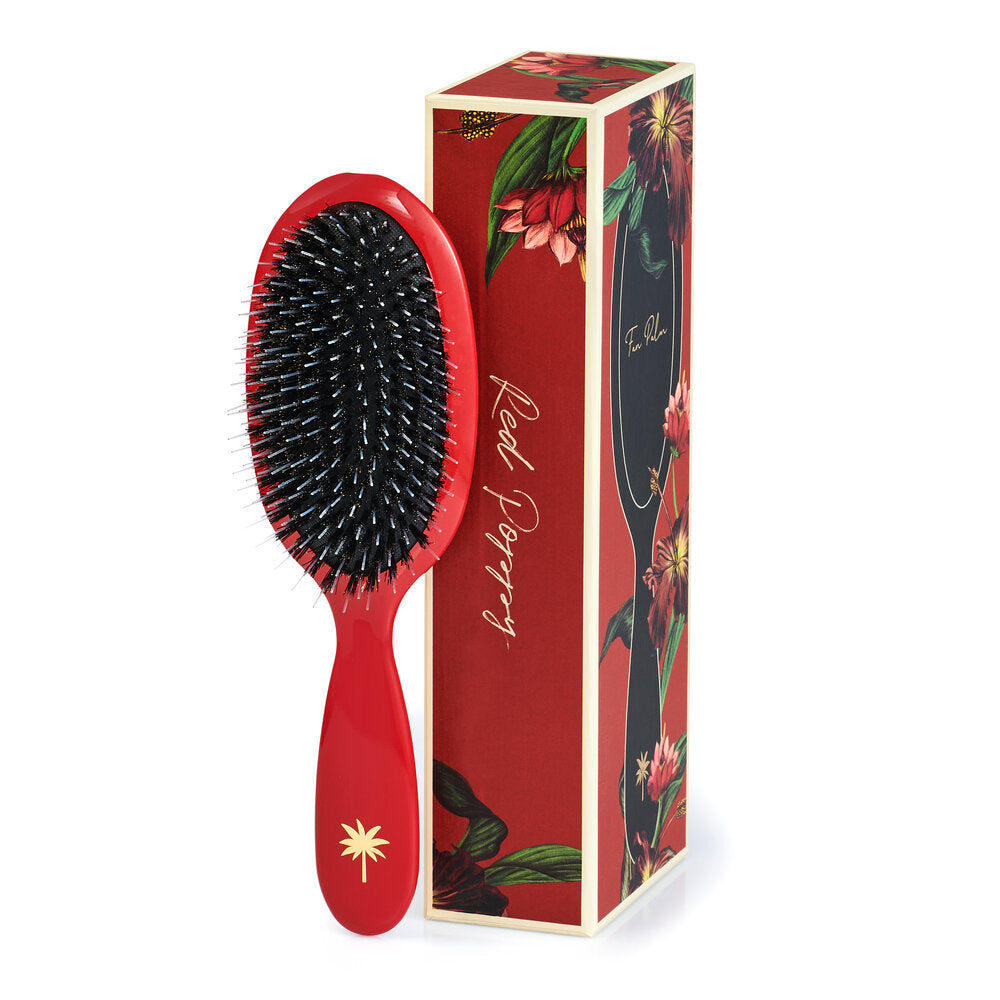 Medium Vildsvinehår & nylon hårbørste, Red Poppy - Gloss Red